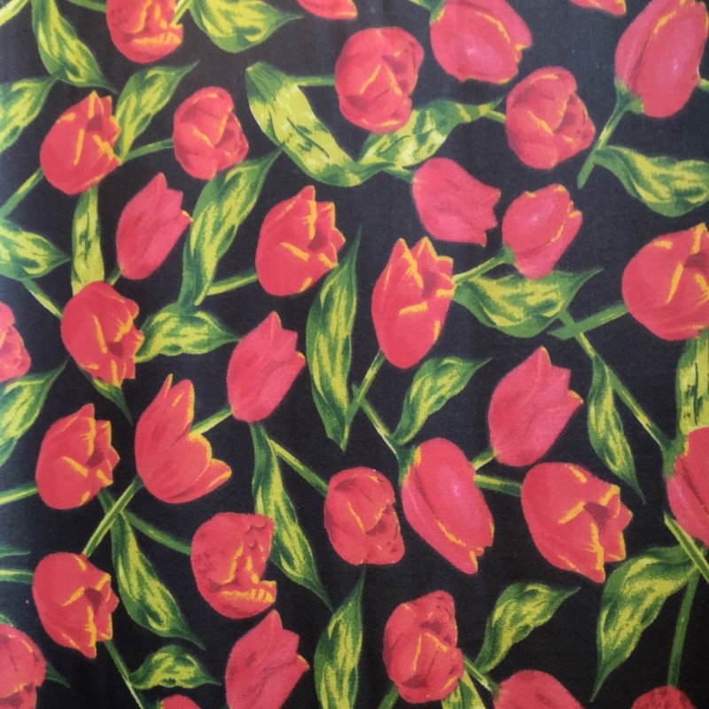Plátno tulipány na černé