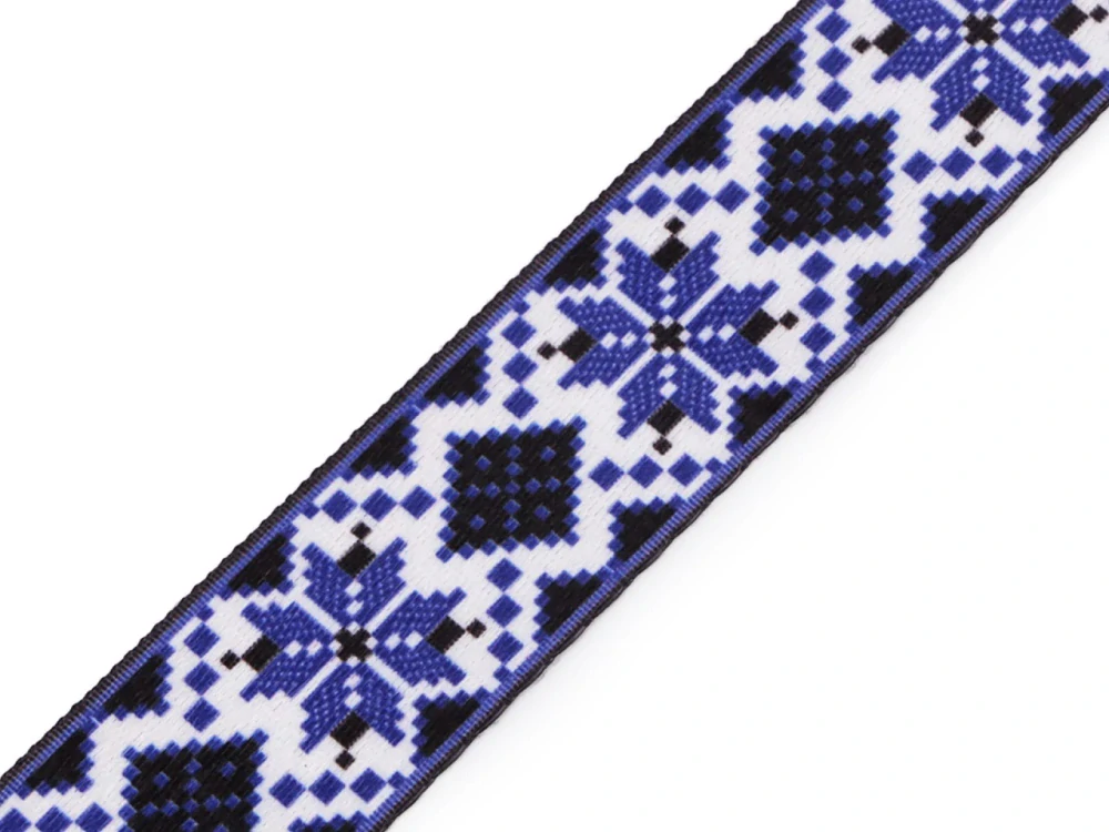 Oboustranný popruh 38 mm modro šedo černo bílý