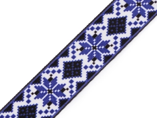 Oboustranný popruh 38 mm modro šedo černo bílý