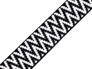 Oboustranný popruh 38 mm černo bílý cikcak